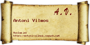 Antoni Vilmos névjegykártya